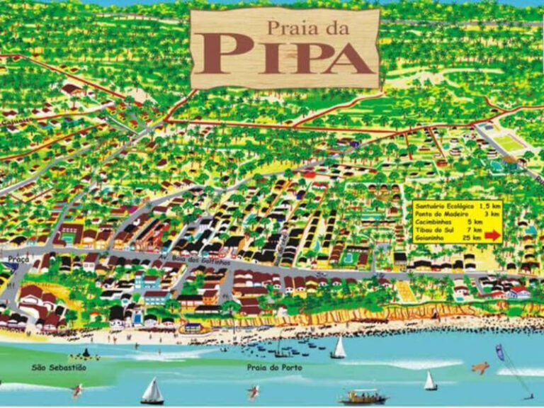 Mapa de Pipa com bloco de notas e dicas anotadas.
