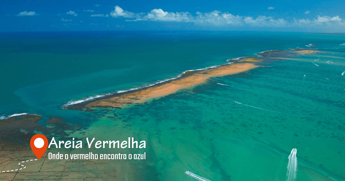 Foto panorâmica da Praia Areia Vermelha durante a maré baixa