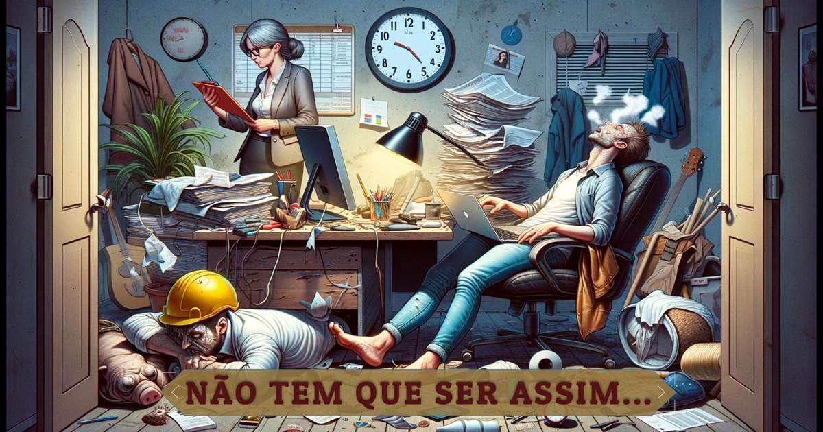 Esgotamento no trabalho frente a relaxamento, ressaltando os impactos de não tirar férias