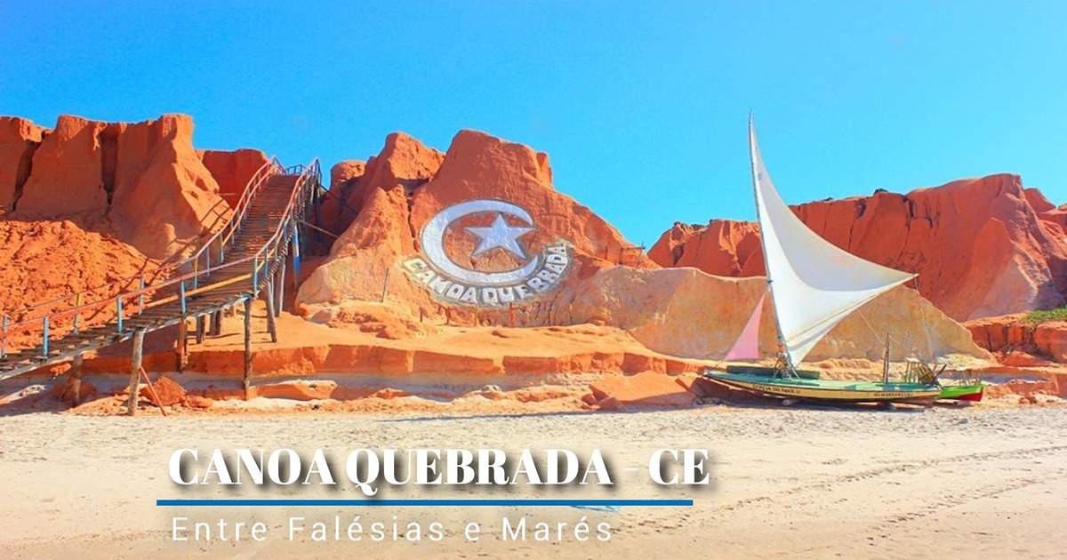 Falésias e jangada em Canoa Quebrada, cartão-postal do Ceará