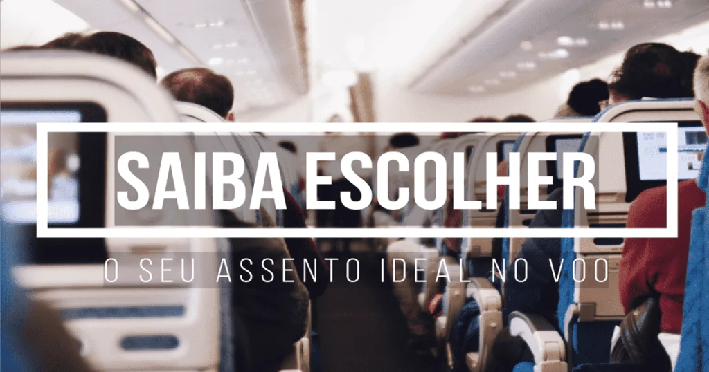 Imagem mostrando a vista da cabine de passageiros de um avião, focando em como escolher o melhor lugar