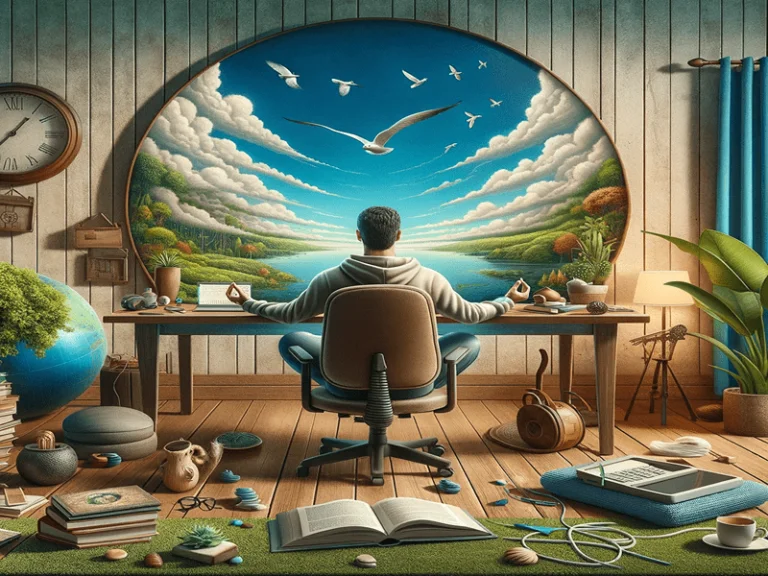 Pessoa meditando sobre viagens futuras, escapando dos impactos de não tirar férias